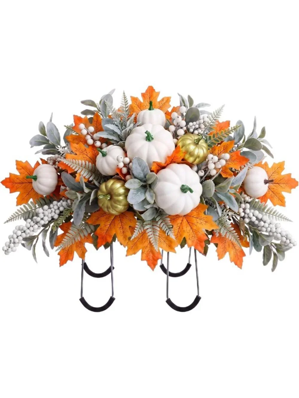 Autumn Floral Arrangement for Grave Decoration | Fall Pumpkins & Silk Flowers